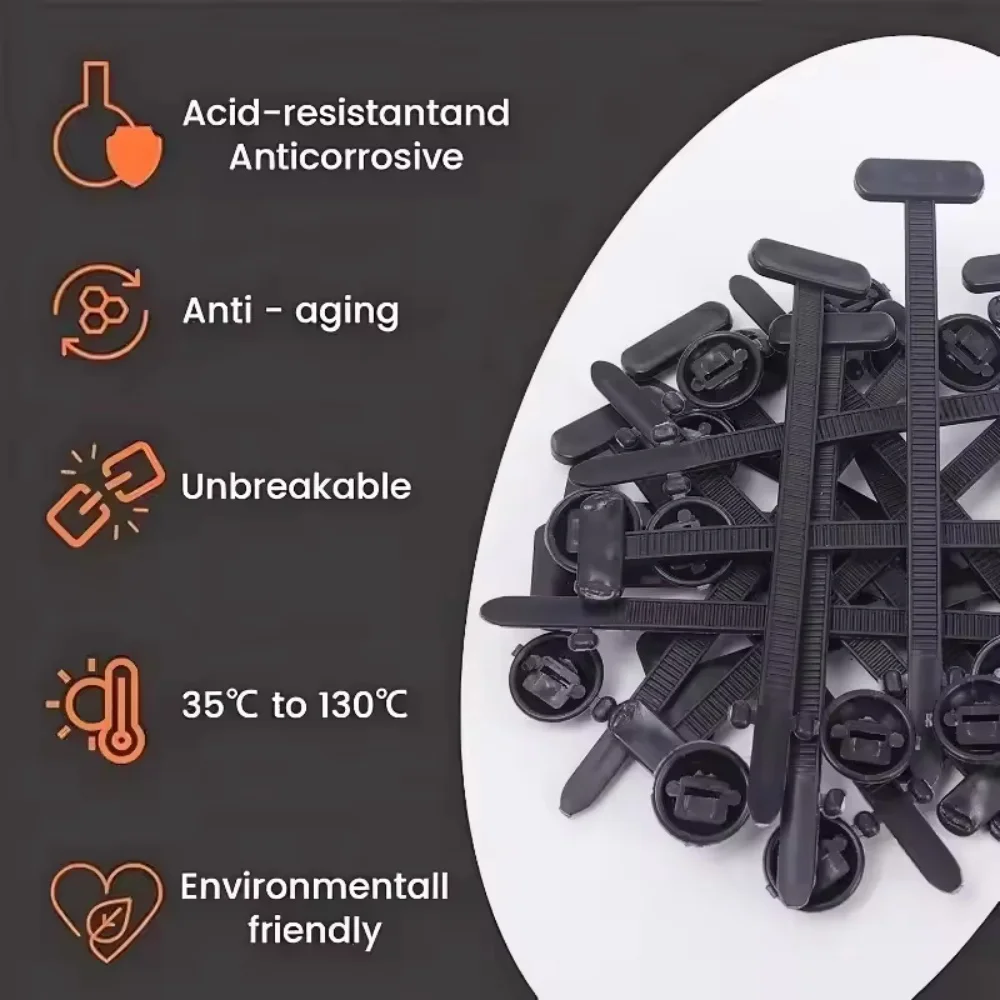 50Pcs Self-Locked Nylon Cable Tie Push Clips Wire Tie Released Zip Straps Car Pipe Cable Fastener Bundle Fixed Binding
