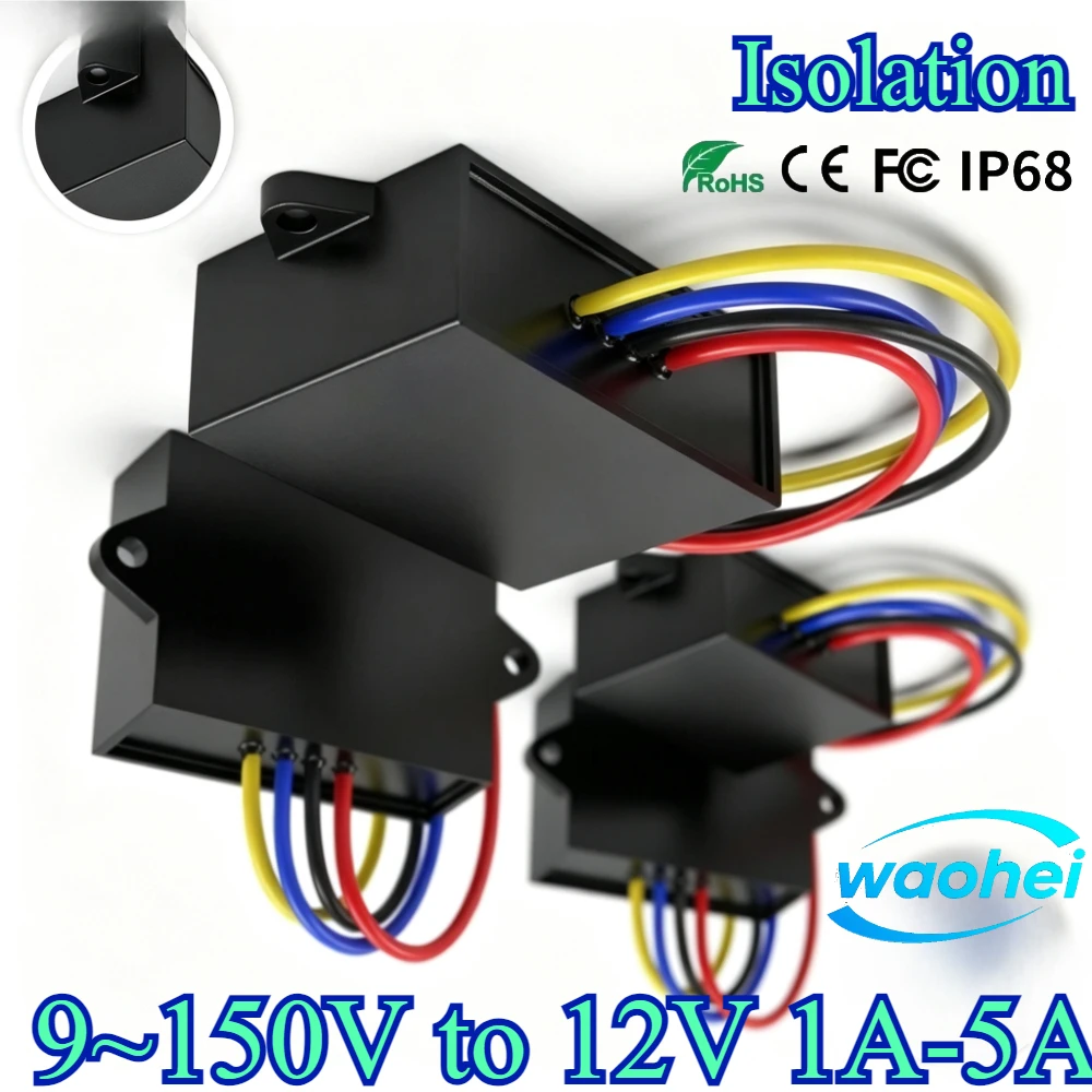 Isolation 36V 48V 60V72V 96V120V to 12V Type 9V-36V to 12V Power Converter Voltage Regulator 12V/24V to 12V Voltage Regulator CE