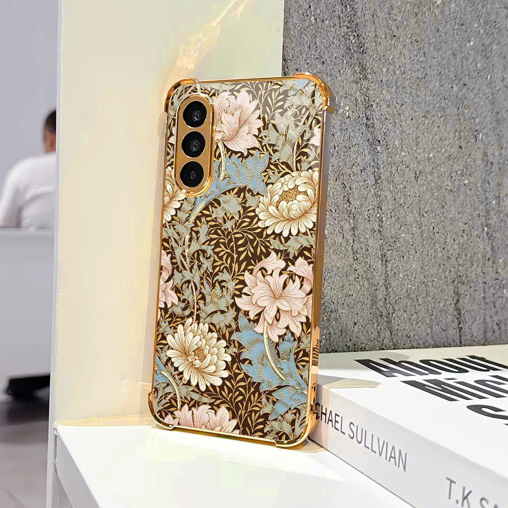 Stylish Colorful Vintage Bloom Art Glass Phone Case for Samsung Galaxy S26 S25 S24 S23 S22 S21Ultra FE Plus High-end Phone Shell 3