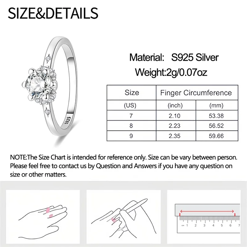 Women's Simple Design 925 Sterling Silver Engagement Ring