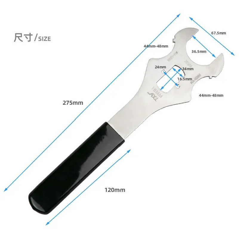 Bottom Bracket Install Removal Tool Square Hole BB Wrench 36MM 44MM 48MM Wrench Bicycle Nut Screw Steel Spanner