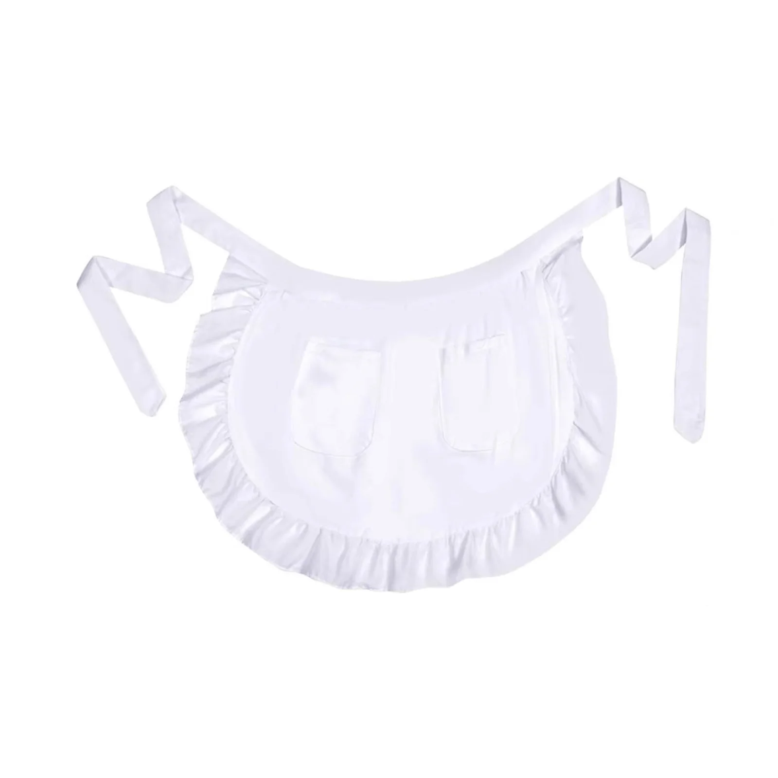 مجموعة إكسسوارات أزياء الاستعمارية النسائية قبعة الغوغاء البيضاء بونيه قطن نصف مريلة لحفلة تنكرية للفتيات الخادمة