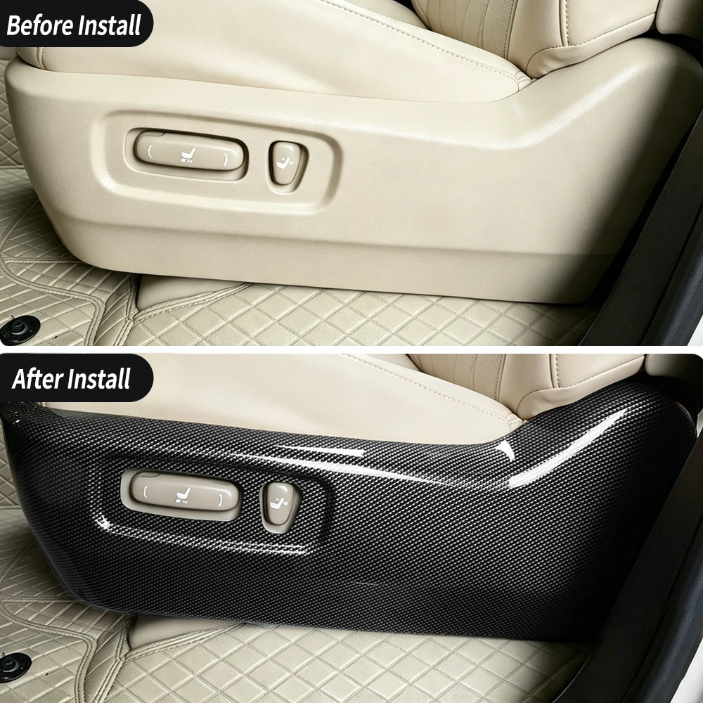 High-quality ABS carbon fiber style sports seat side trim panel, scratch-resistant and waterproof, suitable for 2008-2021 LC200