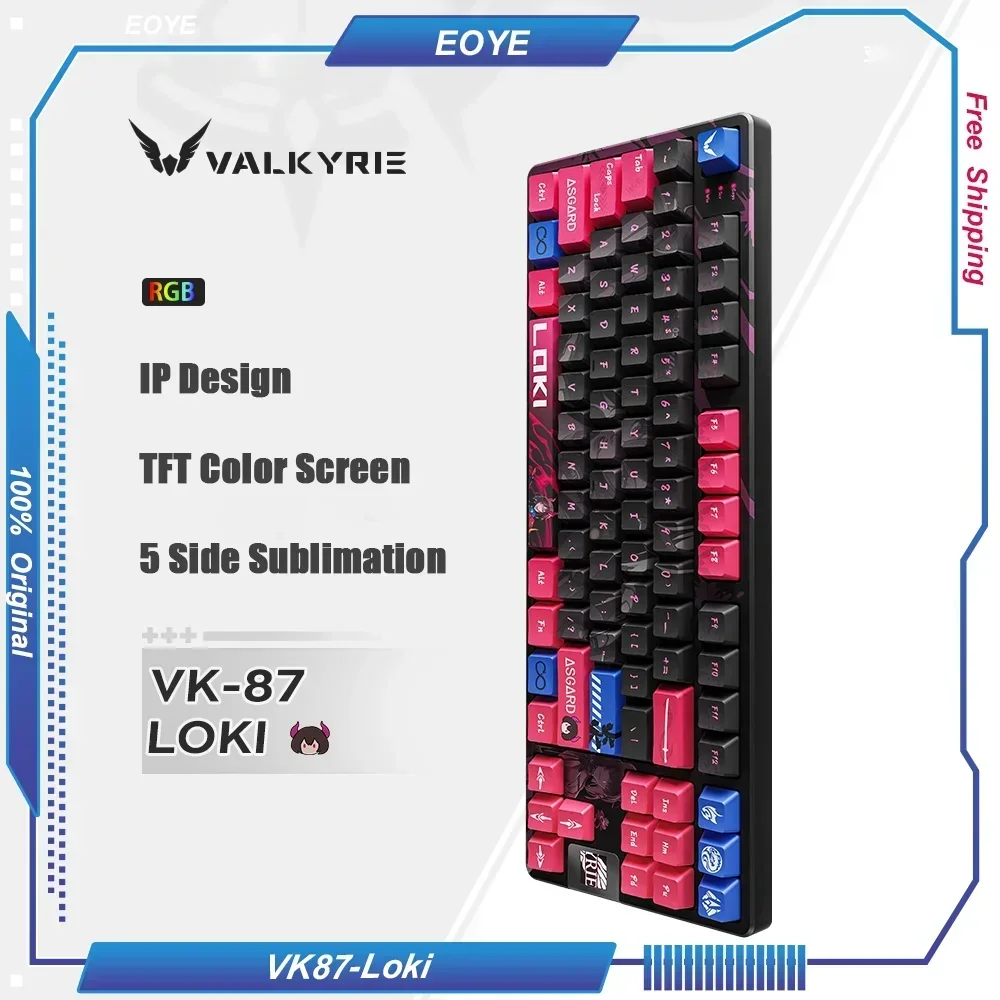 

VALKYRIE VK87-Loki Customized Mechanical Keyboard Tri-mode Wireless Bluetooth Hot-swappable Gasket 80% 87keys Layout Rhythm RGB