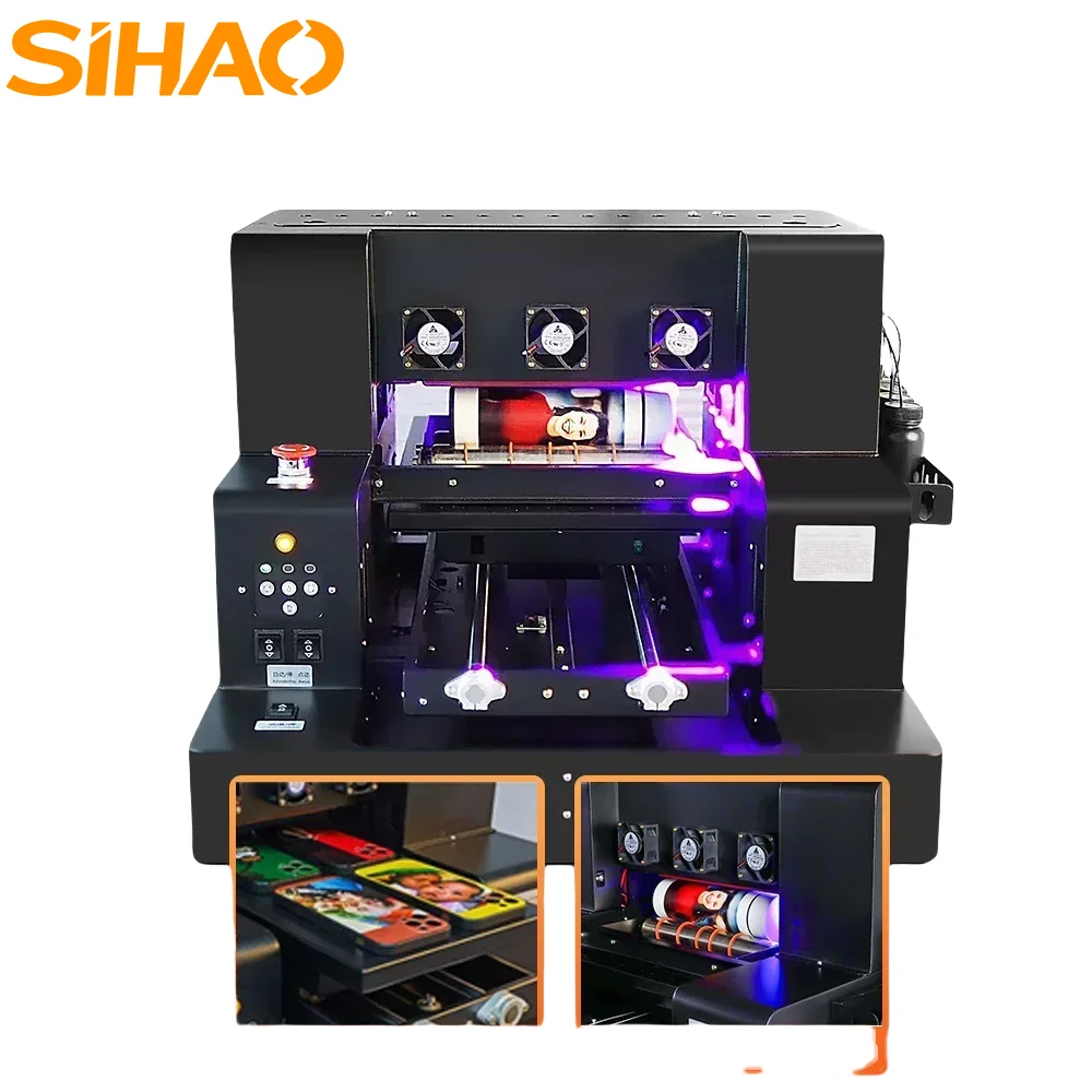 SIHAO A4/A3 DTF-Drucker mit XP600/R330-Druckkopf und UV-LED, entwickelt für schnelles Thermotransferdrucken auf T-Shirts, Flaschen, Handyhüllen, Hüten, Schuhen und anderen DIY-Artikeln