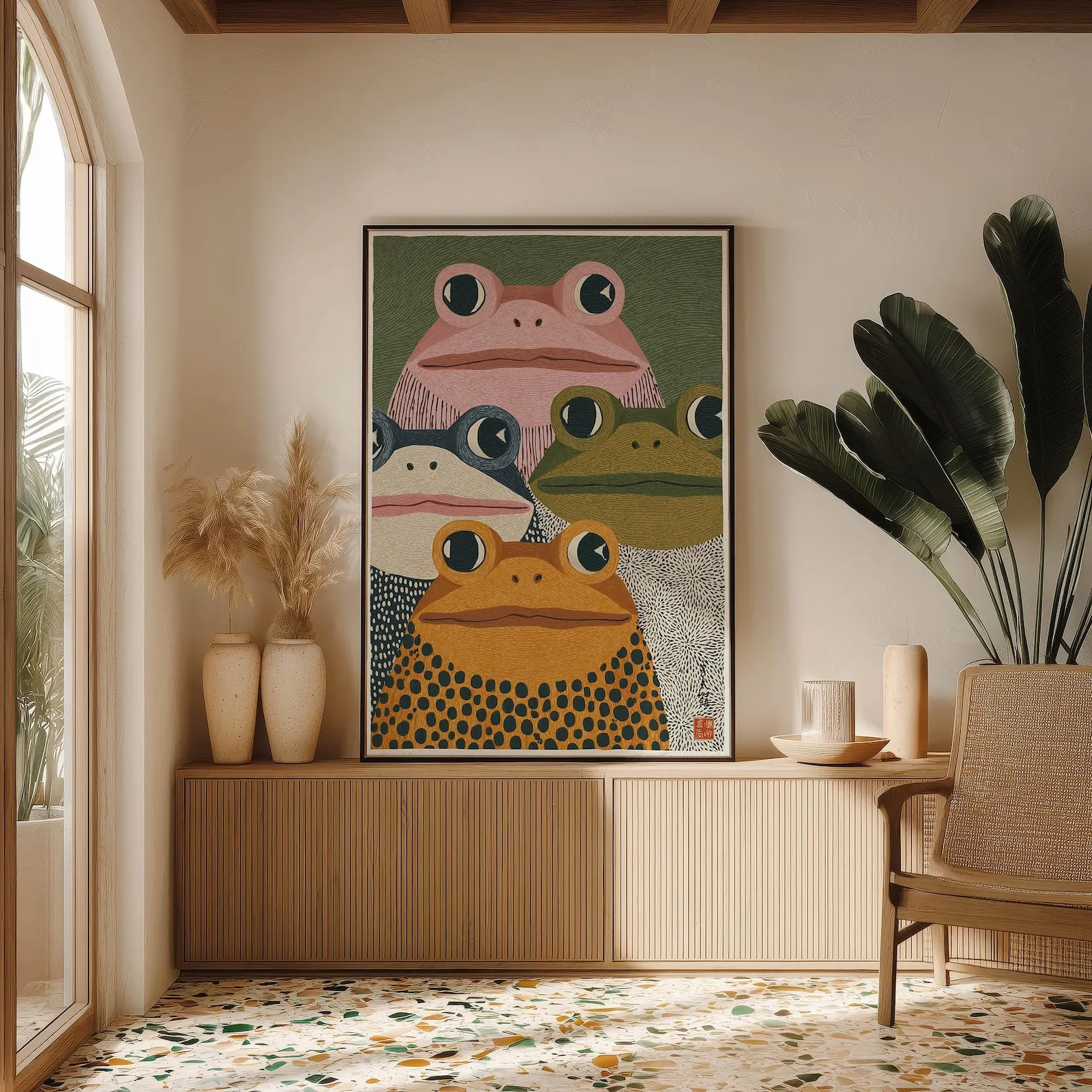 Modern Japanese Frog Art Print - Home Office Youtube 评论和价格
