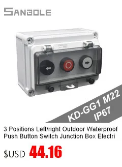 M22 Im Freien Wasserdichte IP67 Push Button Switch Box Notfall Stop Control Verteilung Rot 10A Schraube Installation – Detail 6