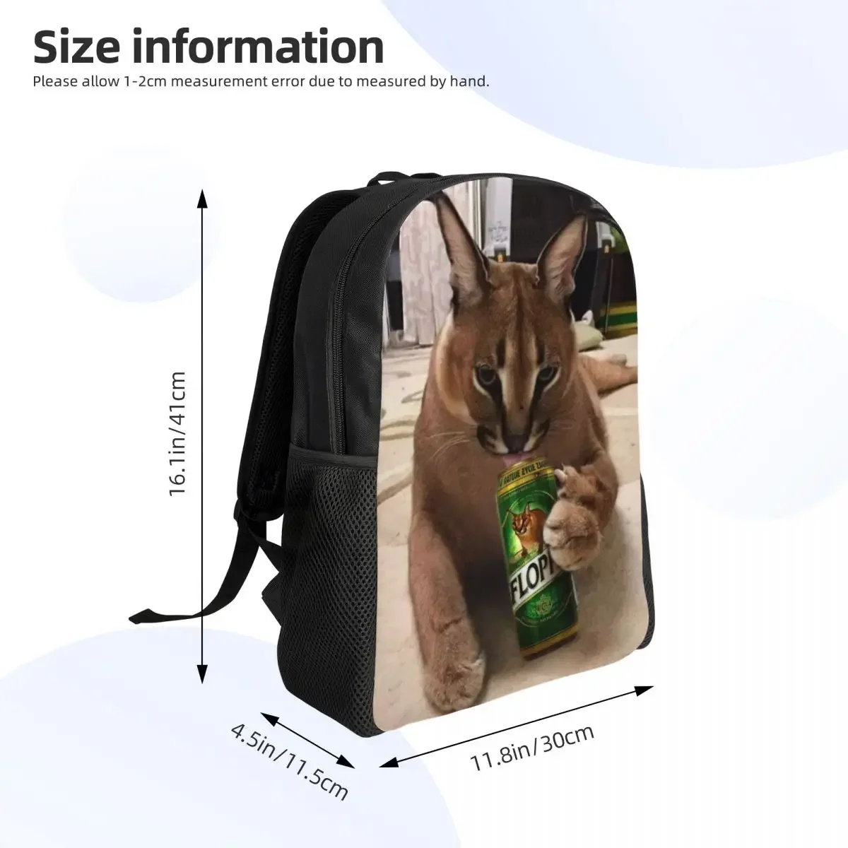 Big Floppa Meme Backpacks for Men Women College School Students Bookbag Fits 15 Inch Laptop Funny Caracal Cat Bags