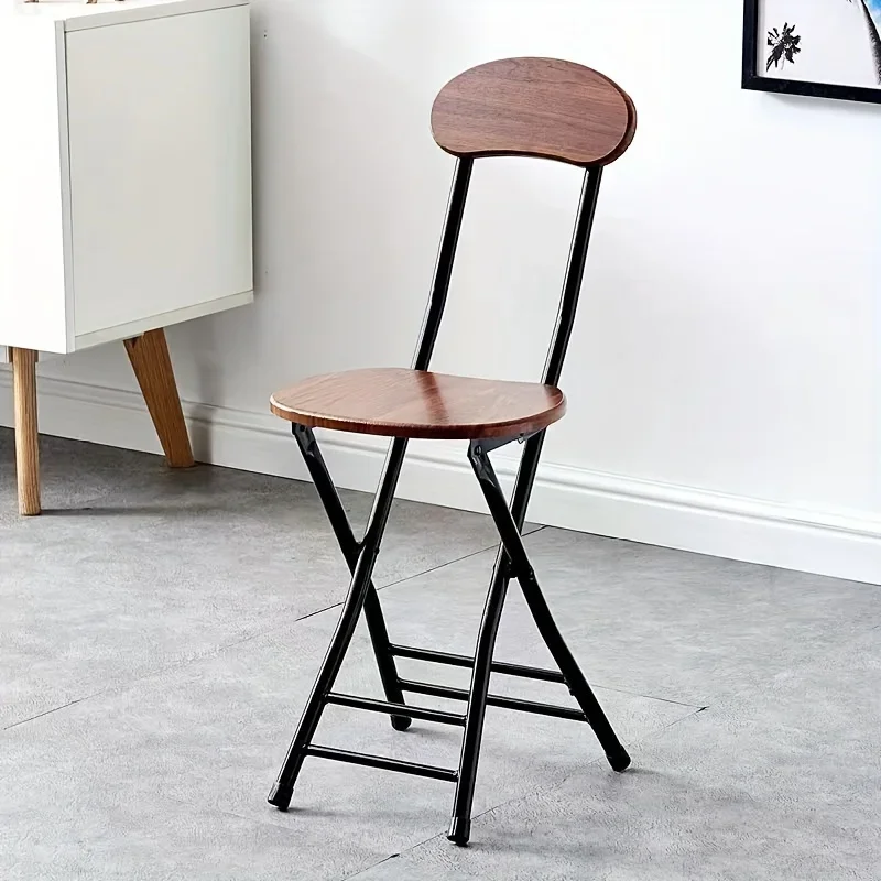 1pc Classic Style Folding Chair with Oval Seat Portable, No Assembly Needed, Durable Metal Frame Hardwood Construction for Home image 5