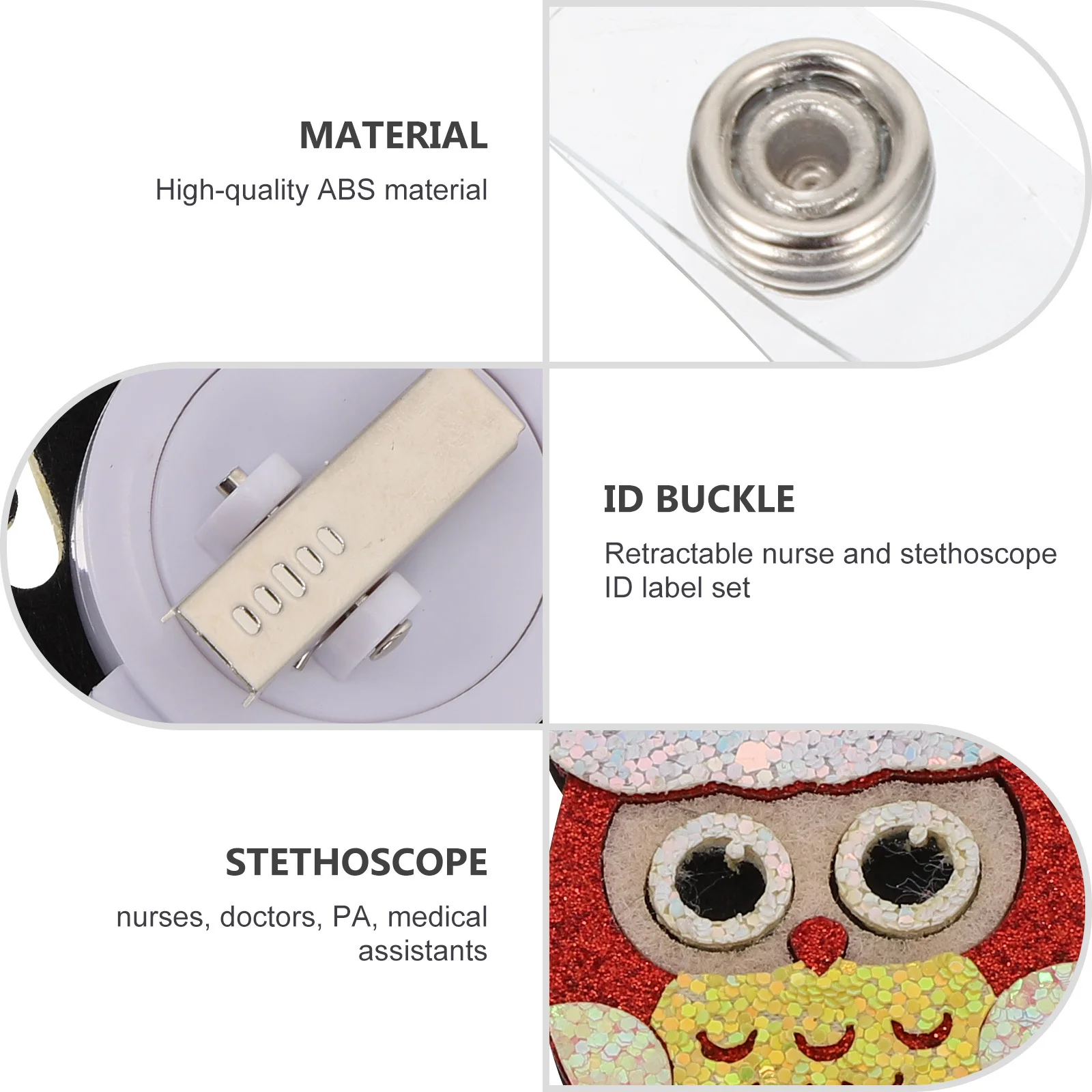 

CAXUSD Retractable Badge Reel 4Pcs Christmas Theme Stethoscope Holder Clips Non Medical