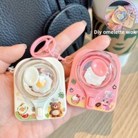 Mini Cute Creative DIY Egg Flip Keychain Toy Pressure Relief Children's Plaything Bag Pendant Gift Plastic Material