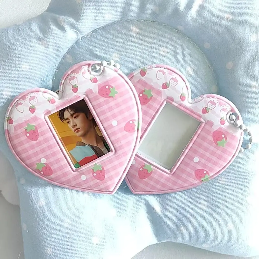 Heart Shape 1 Inch Photo Card Holder Korean Style with Keychain Photo Storage Pendant Cute Cute Design Display Pendant Keychain