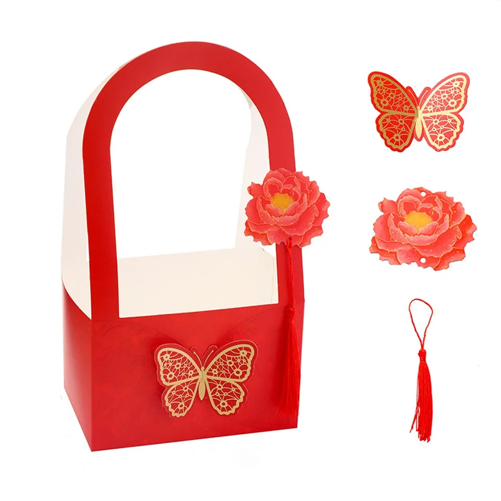 

3pcs Romantic Butterfly Flower Arrangement Box Paper Portable Handheld Flower Gift Box Foldable Gift Packaging Boxes