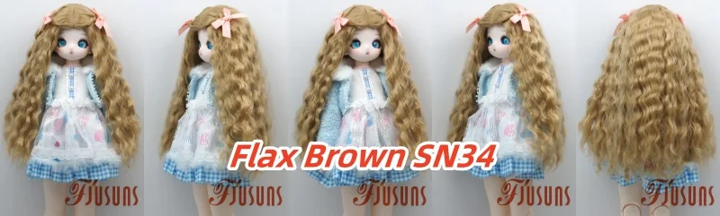 JD880 Lange Sauvage Welle Mittelscheitel Meerjungfrau Lockig mit Twin Bow Braids Puppe Perücken 1/8 1/6 1/4 1/3 Pullip Blythes BJD Haar – Detail 15