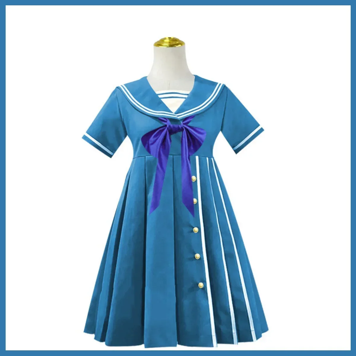 لعبة أنيمي عكس تأثيري زي باروكة للنساء ، فستان بأكمام قصيرة ، بدلة بحار ، أزرق ، كاواي ، جميل ، حفلة الهالوين ، صقر