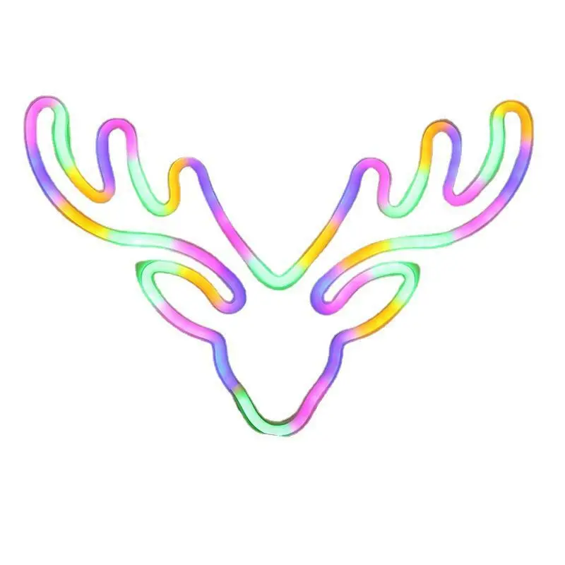 50Pcs/Lots New LED Christmas Neon Deer Head Modeling Light Deer Wall Creative Decorative Light