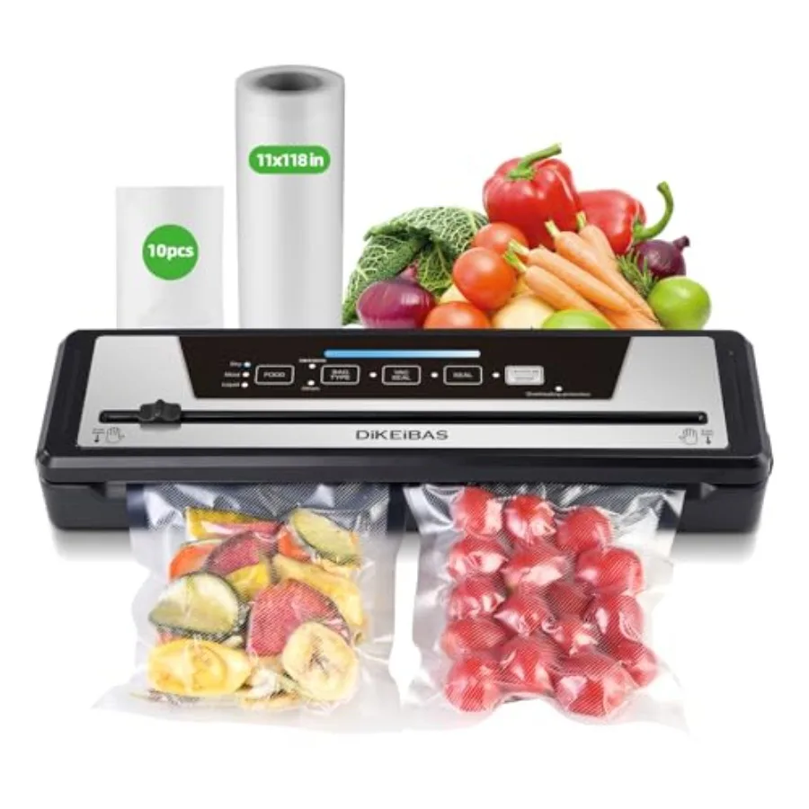 

Мощный вакуумный упаковщик с силой всасывания 85 кПа, в комплекте пакеты и резак, компактный, автоматический, с управлением одной кнопкой, для внешней вакуумной упаковки продуктов.