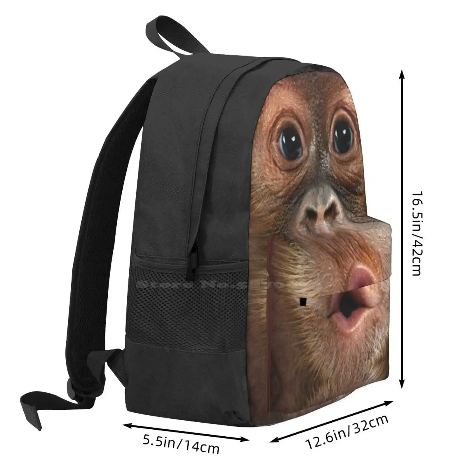 Big Face Baby Orangutan Monkey Hot Sale Schoolbag Backpack Fashion Bags Face Baby Orangutan Monkey Forest Hyper Realistic