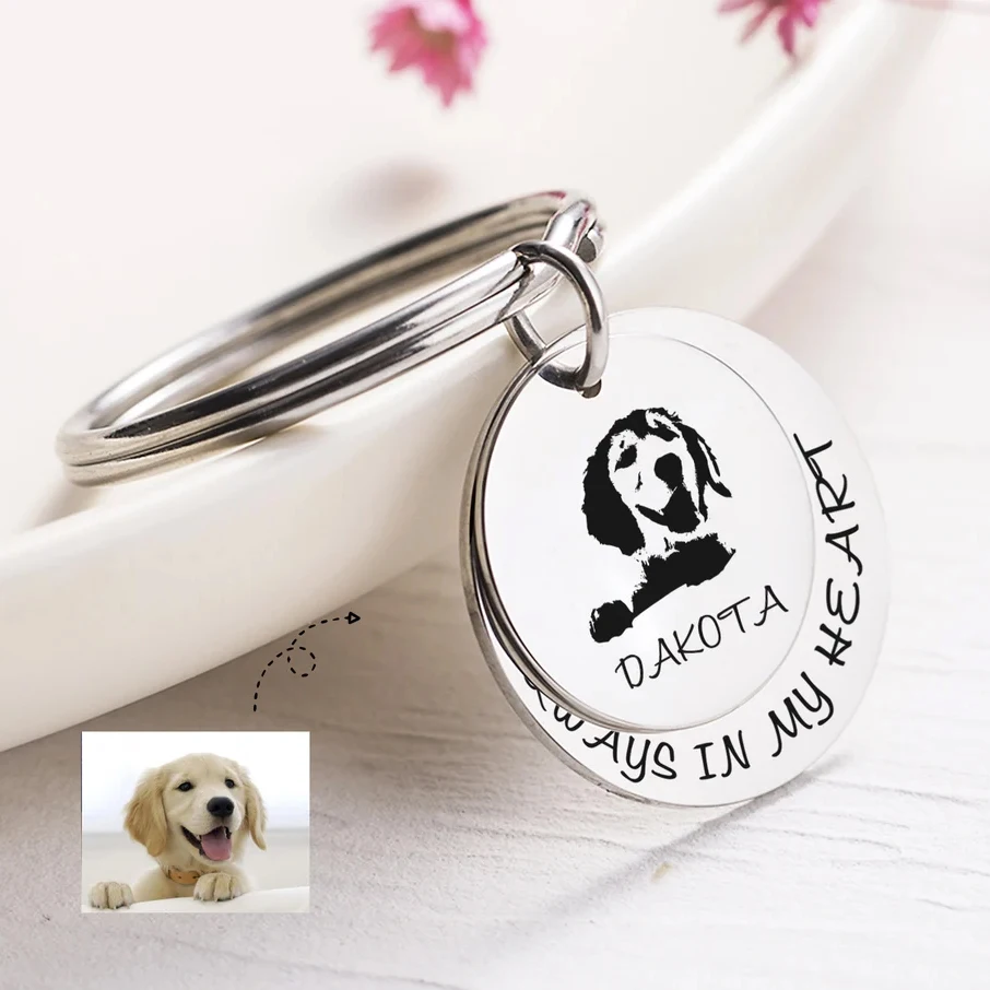 

Custom Stainless Steel Cutout Dog Paw Pendant Pet Pendant Keychain Dog Loss Gifts Personalized Memorial Gift Double Tags Chain