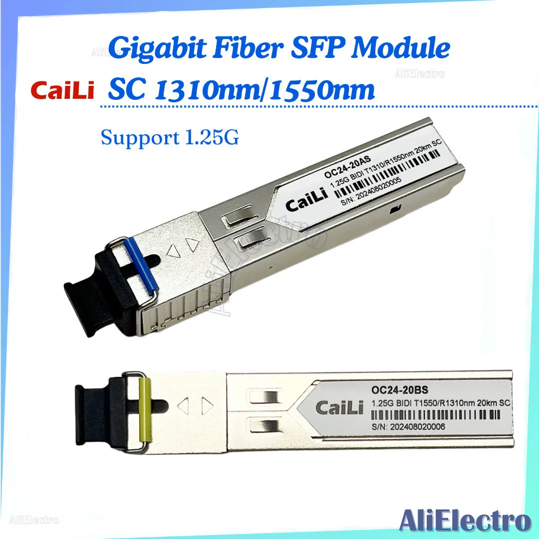 

Optical Module Single Fiber SFP 1.25G SC Simplex Connector 1310nm/1550nm With Cisco/Mikrotik Gigabit Switch