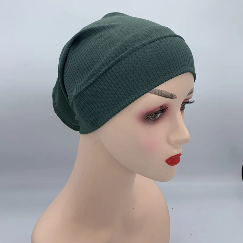 Hijab acanalado para mujeres musulmanas, Hijabs elásticos, bajo la bufanda, gorro, diadema, turbante de tubo