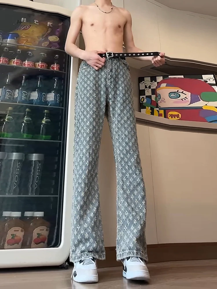 

Teenage Boys High Waist Straight Leg Jeans Summer Faion Brand Embroidered Denim Pants Long Trousers Cotton Polyester Blend