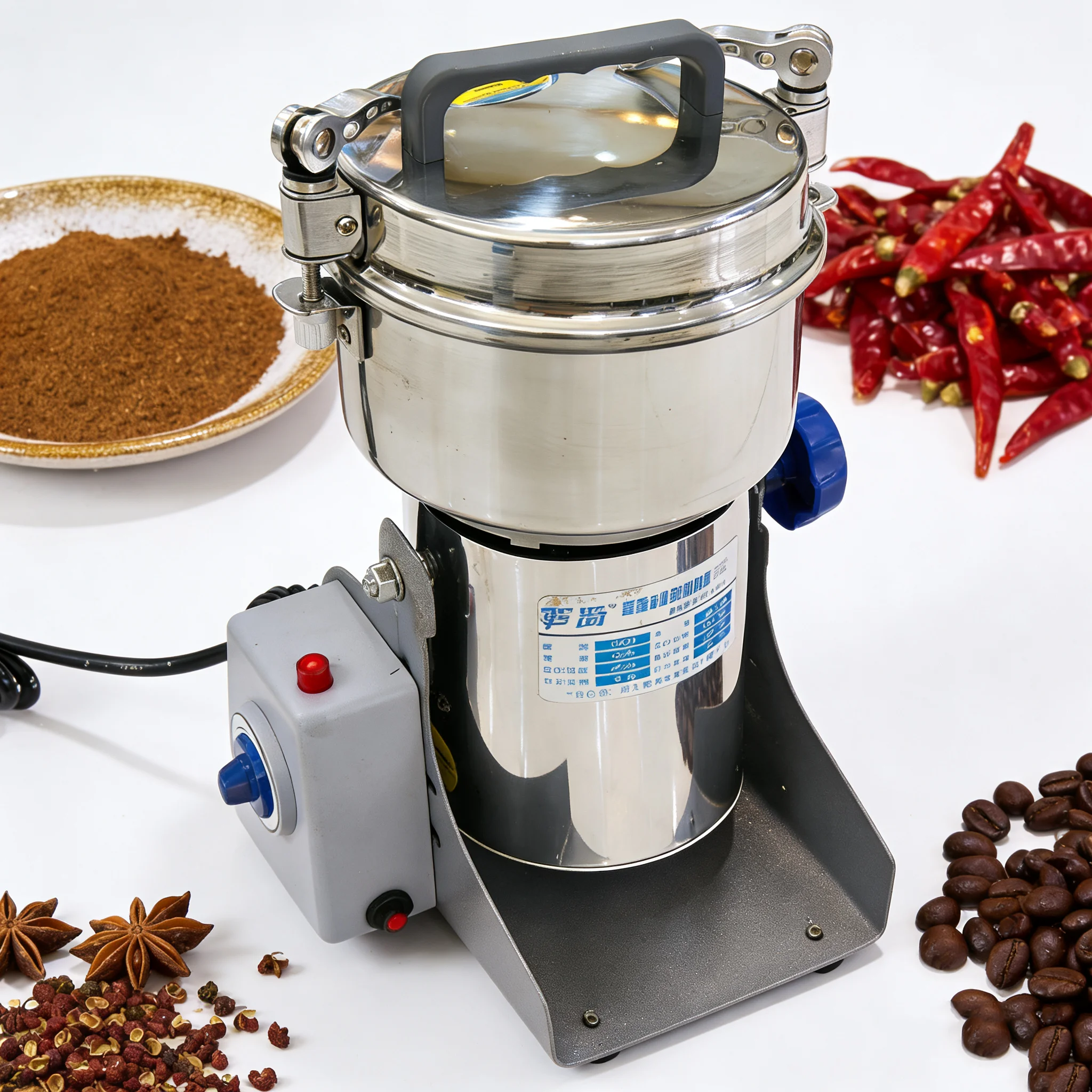 Molinillo de alimentos eléctrico, trituradora de 800g, pulverizador ultrafino para granos de café, especias, pimienta, molino de grano, uso doméstico, 1400W, 220V