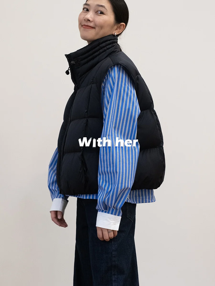 

Классический мягкий пуховый жилет с воротником-стойкой, белый, из перьев, верхняя одежда, женский, премиум-качество, тепло