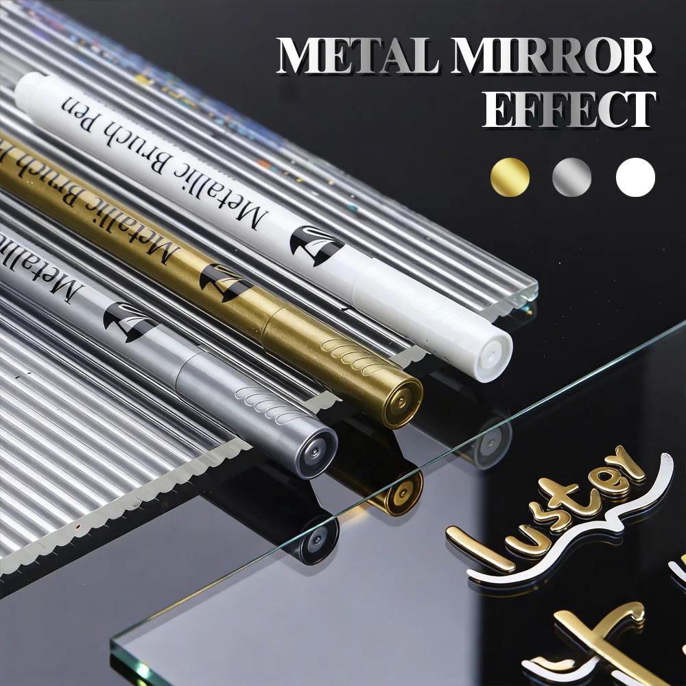 3/6/12 Colors Metallic Marker Pens Gold Silver White Paint Markers for Art Rock Drawing,DIY Photo Album, Crafts,Ceramics, Metal
