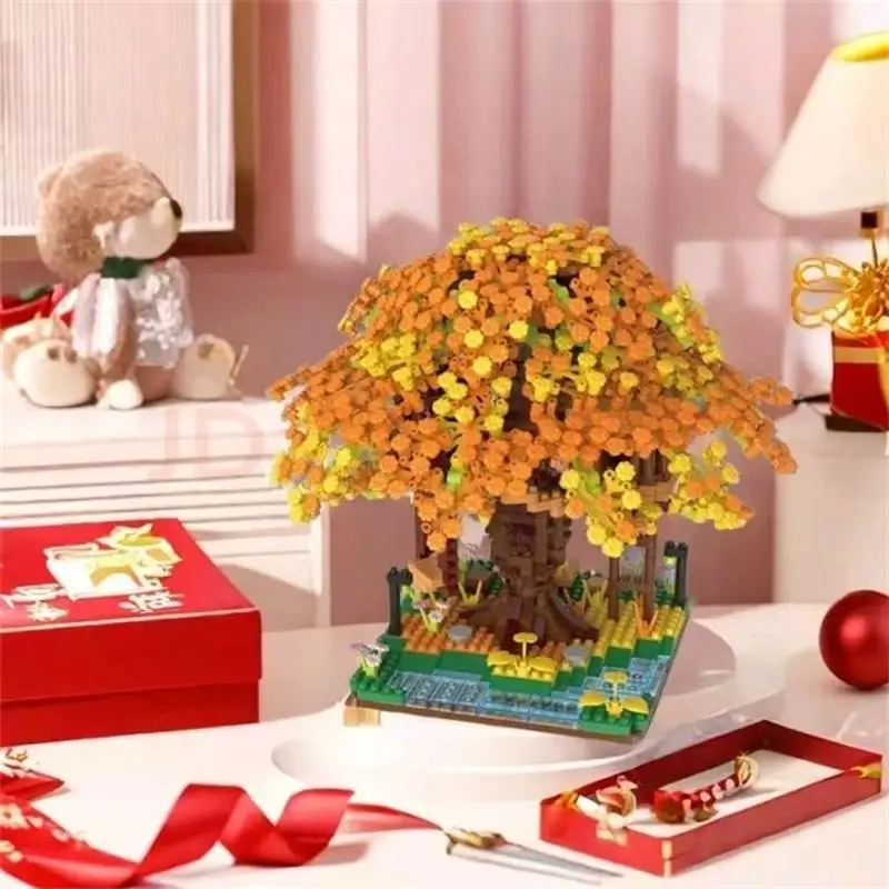 Mini Blocks Beautiful DIY Architecture Pink Flower House Cherry Sakura Building Bricks Adult Toys Birthday Gift Girl Present