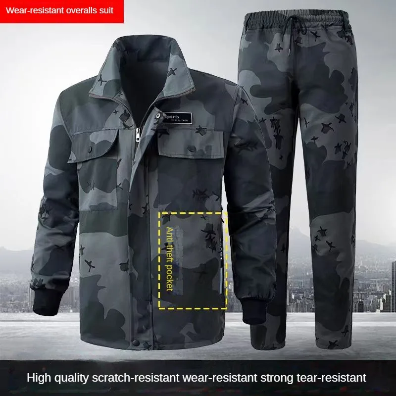 Spring And Autumn Camouflage Outdoor Casual Wear Resistant Elastic Waist Multi-pocket Work Clothes Style Suit