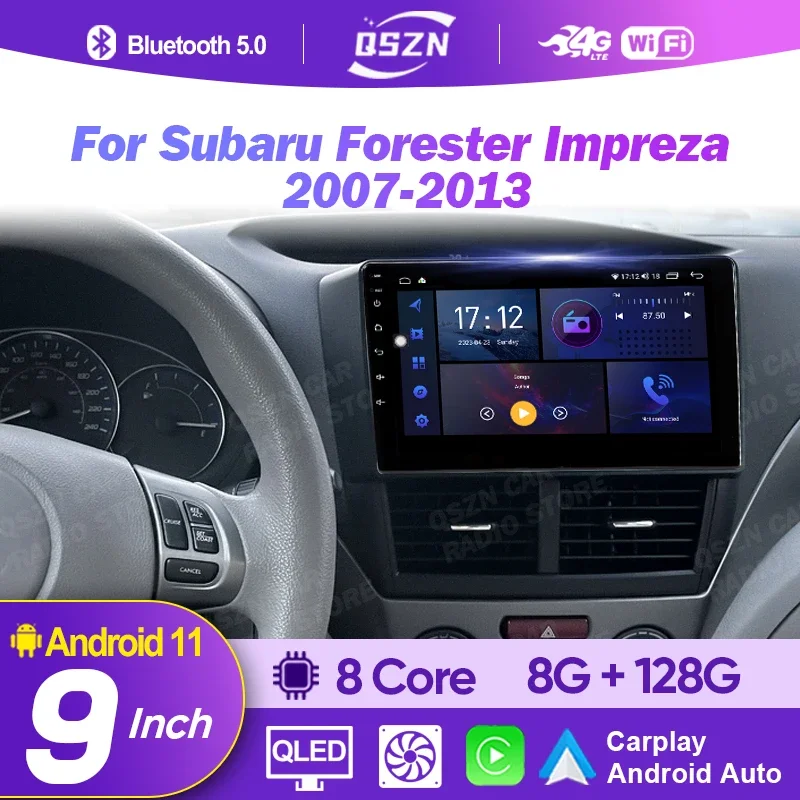 Android 12 Carplay Car Radio For Subaru Forester 3 SH Impreza GH GE 2007 - 2013 2 Din Multimedia Player Autoradio QLED Head Unit