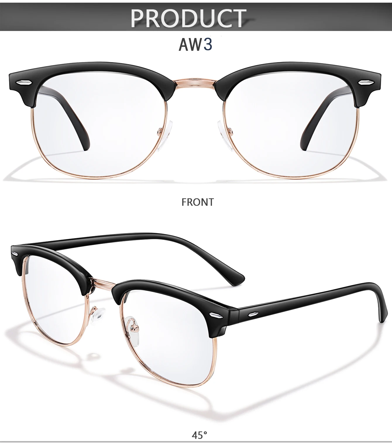 1 Paar/3 Paare/6 Paare photochrome Lesebrille mit Metall-Halbrahmen, Anti-Blaulicht, zum Surfen im Internet +150 +200 – Detail 4