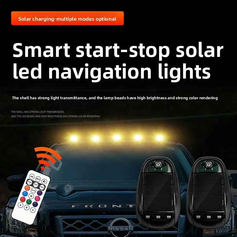 1/2/4/5x Luces solares inalámbricas sin taladro para techo de camión Luces de cabina de camión alimentadas por energía Solar Sensor automático Luces para Techo de Carro