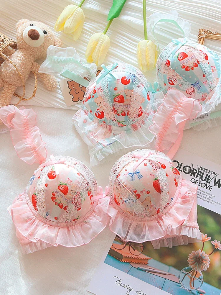 BANERDANNI (Pure Want Wind) Princess Lolita Soft Cute Little Bear Underwear Cute Little Boob Push-up Bra Set Without Underwire - view 4