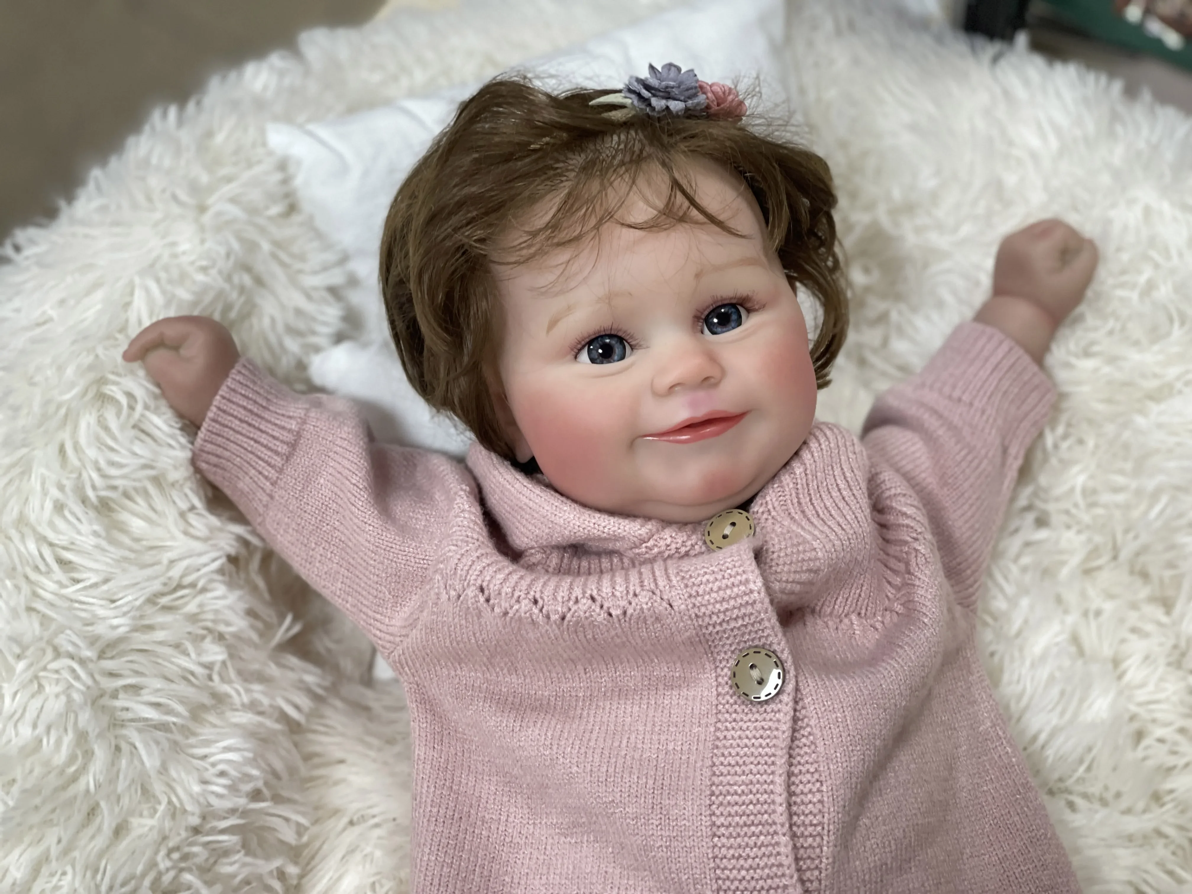 48CM Maddie Lifelike Already Painted Doll Newborn 3D Skin Visible Veins Reborn Doll Hand Paint with Genesis High Quality Dolls