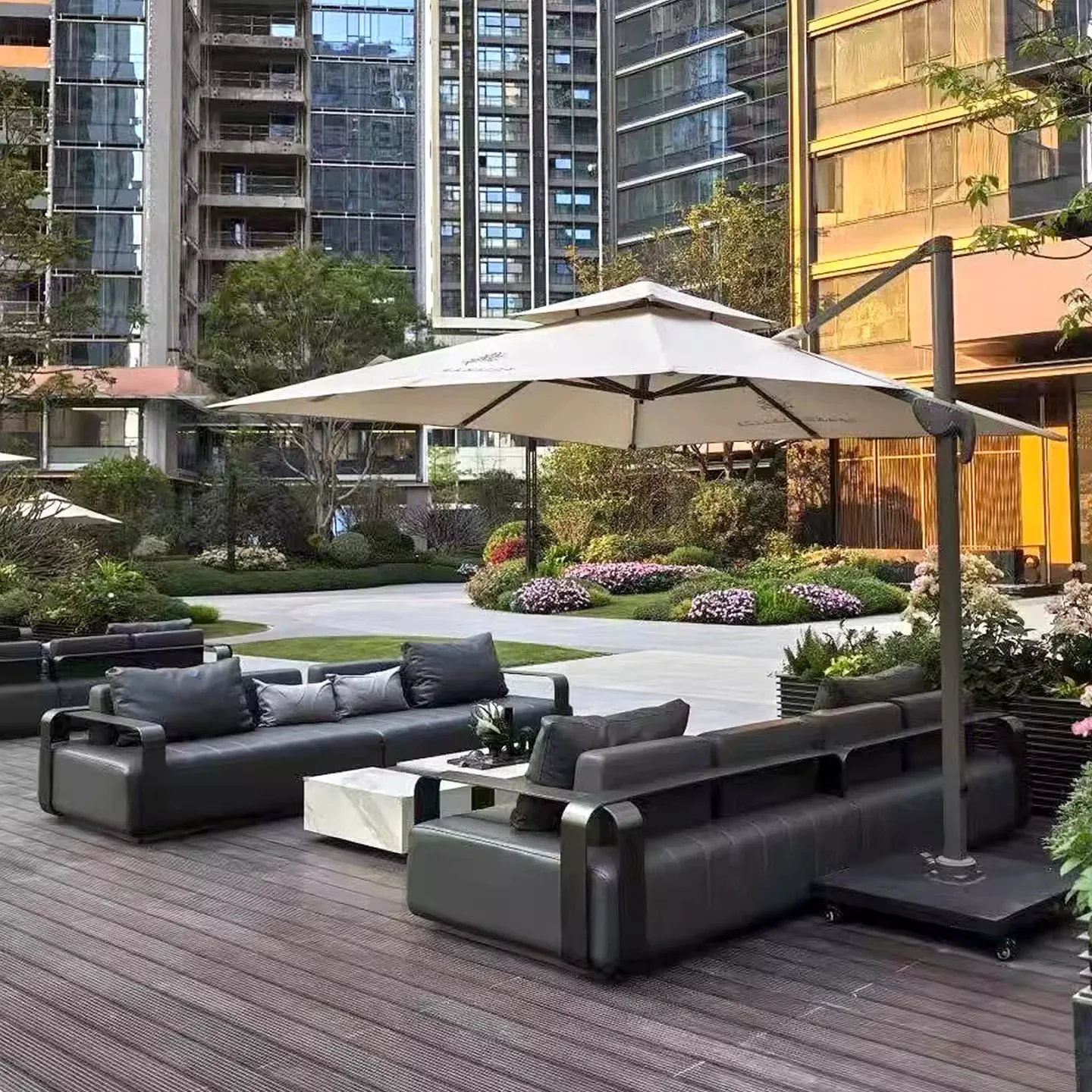 Outdoor StainlessLeisure Yacht Leather Courtyard Garden Balcony Outdoor Villa Hotel Rain And Sun Protection Sofa