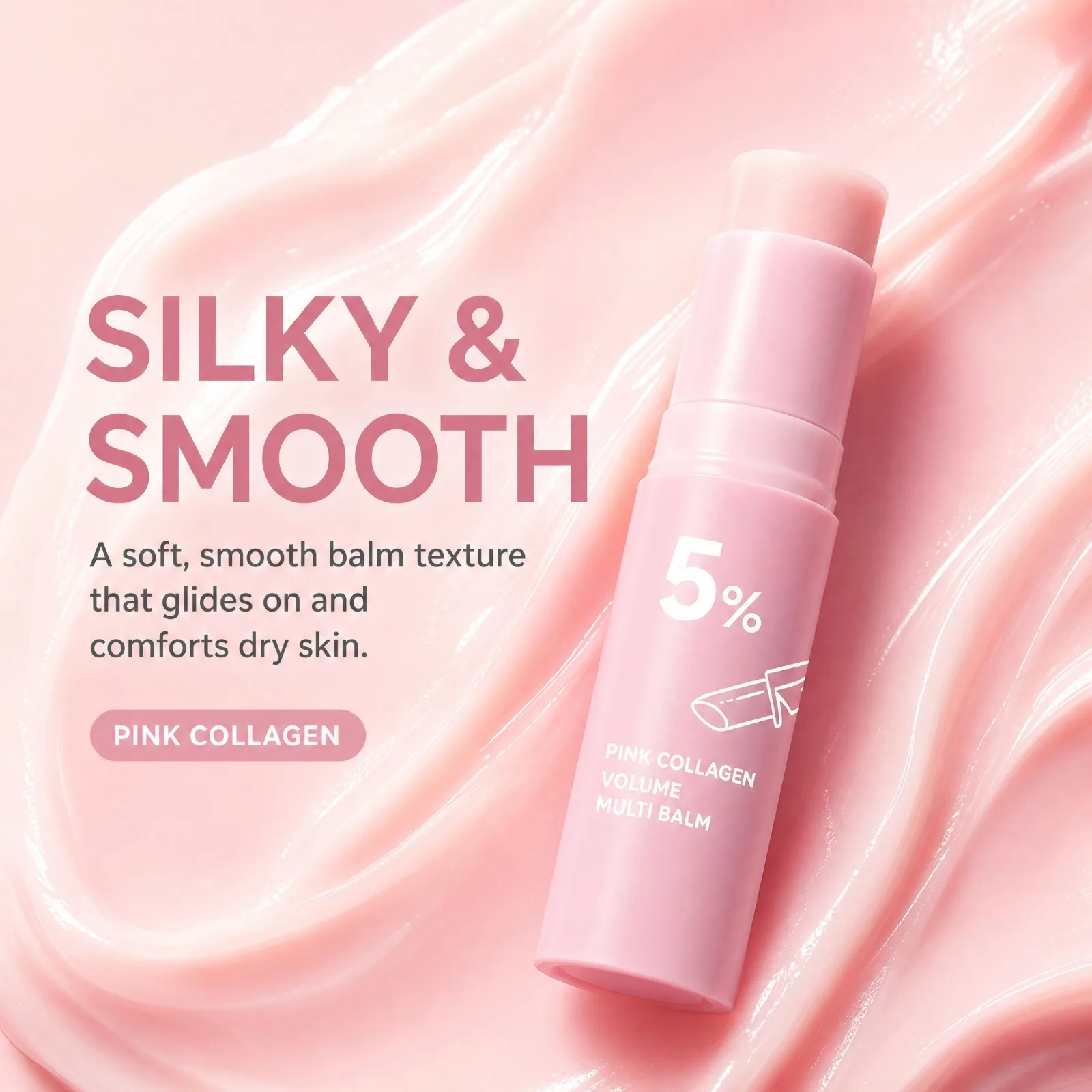 1/2/3PCS Pdrn Pink Collagen Volume Multi Balm Percent Hydrating Nourishing Stick Face Lip Eye Portable Makeup Primer Daily Care