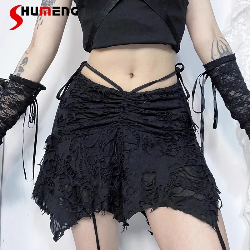 

Japanese Style Ragged Irregular Hot Girl Skirt Black Short Skirt Design Sense Fashion Skirt Women's Clothes Harajuku Mini Skirts