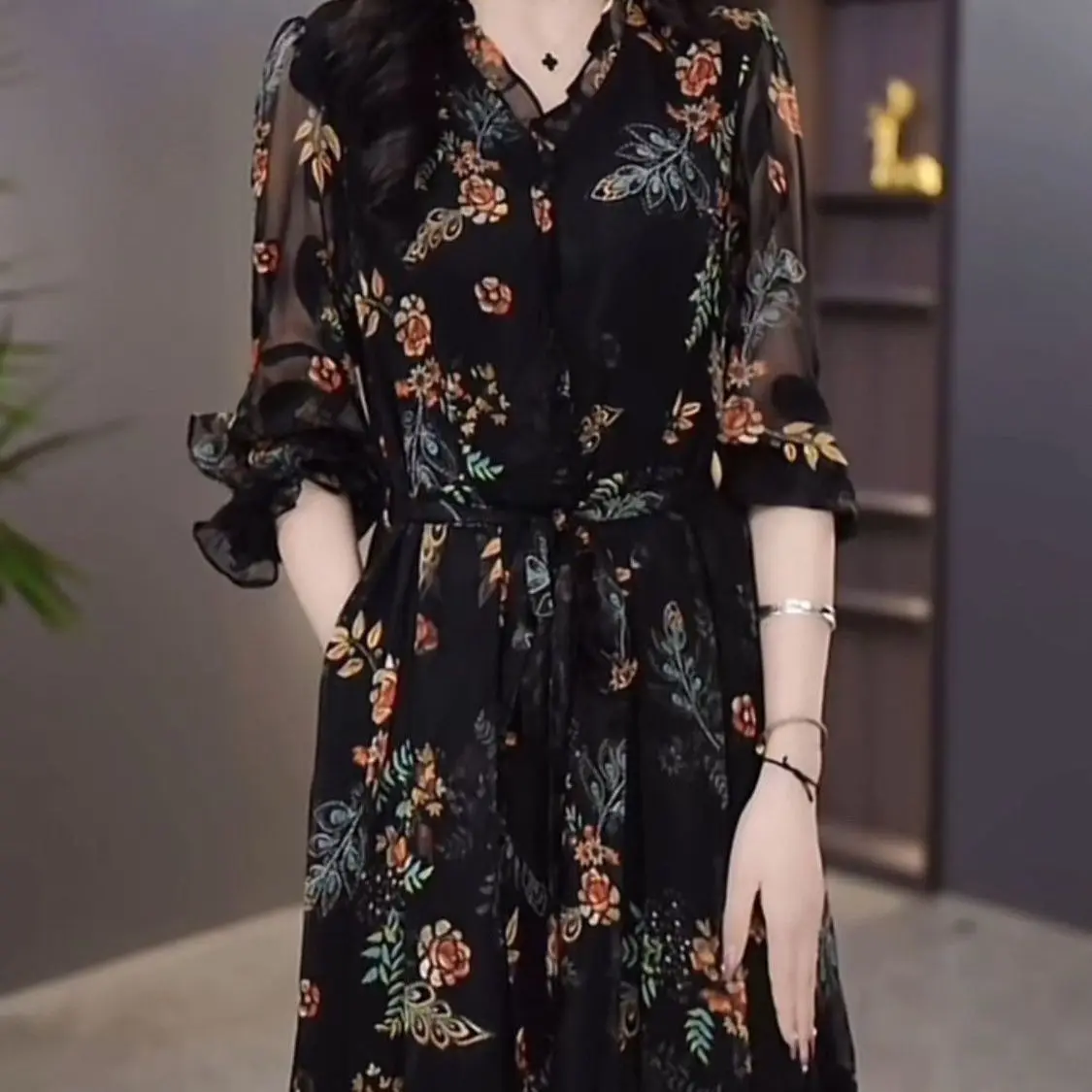 Vestido Floral elegante para mujer de mediana edad, traje ajustado de gama alta a la moda para verano, 2024