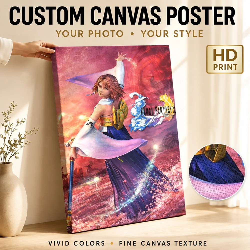 Final Fantasy X Yuna Canvas Painting Poster Customized Gaming Anime Canvas Wall Art for Teen Bedroom Decor Gift for Collectors