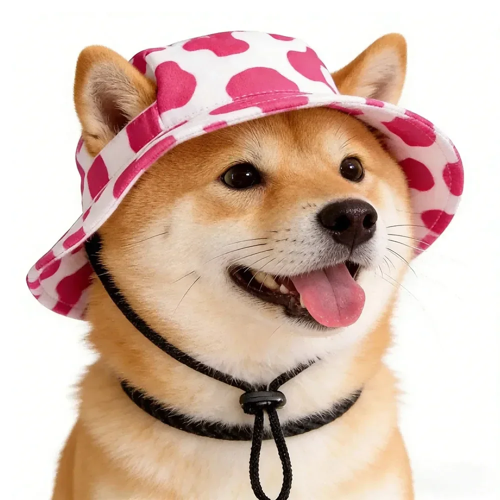 Verstellbarer Ohrenfreier Haustier-Bucket-Hat, Sommer-Sonnenhut mit Niedlichem Aufdruck für Kleine, Mittlere und Große Hunde, Katzen, Welpen, Haustierzubehör – Detail 5