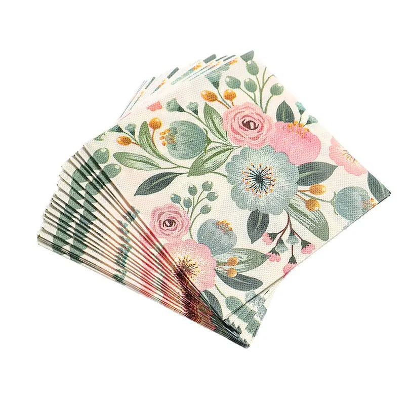 20 pieces per pack of Ins-style gentle country flower napkins, Western cuisine afternoon tea baking decoration paper placemats, - view 2