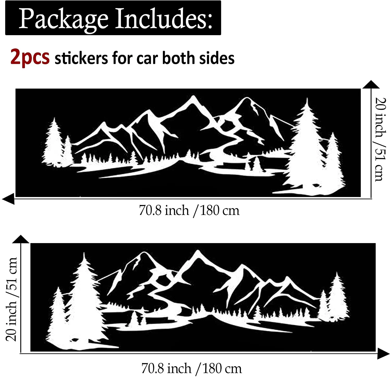 Fochutech Large Car Stickers Men Ladies Mountain Bike Decals Tree Side Vinyl Stickers for Body Doors Body Long Decals