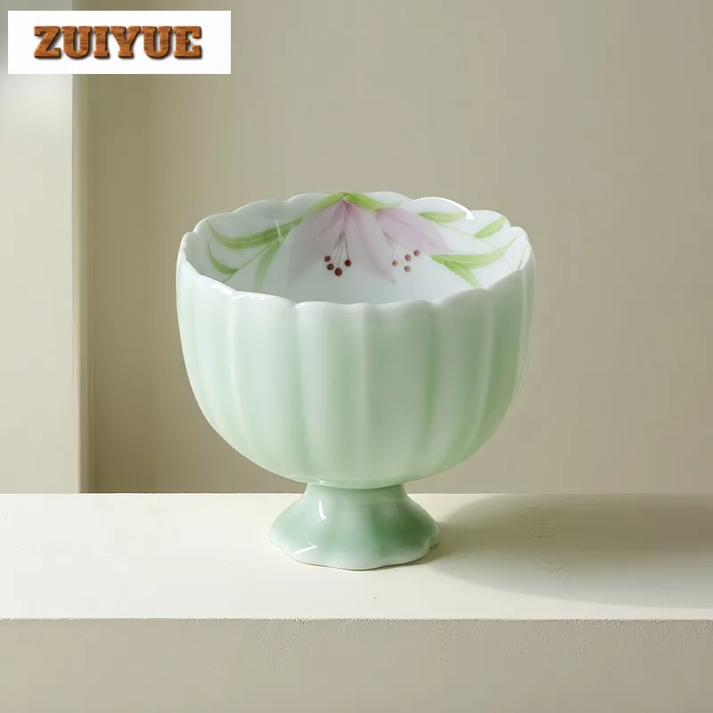 

2 шт./лот, ручная роспись, чайная чашка с высокой ножкой, ретро чайная чаша, кружка, чайная дегустация, ароматическая чашка, чашки Chazhan Master, посуда для напитков, 90 мл