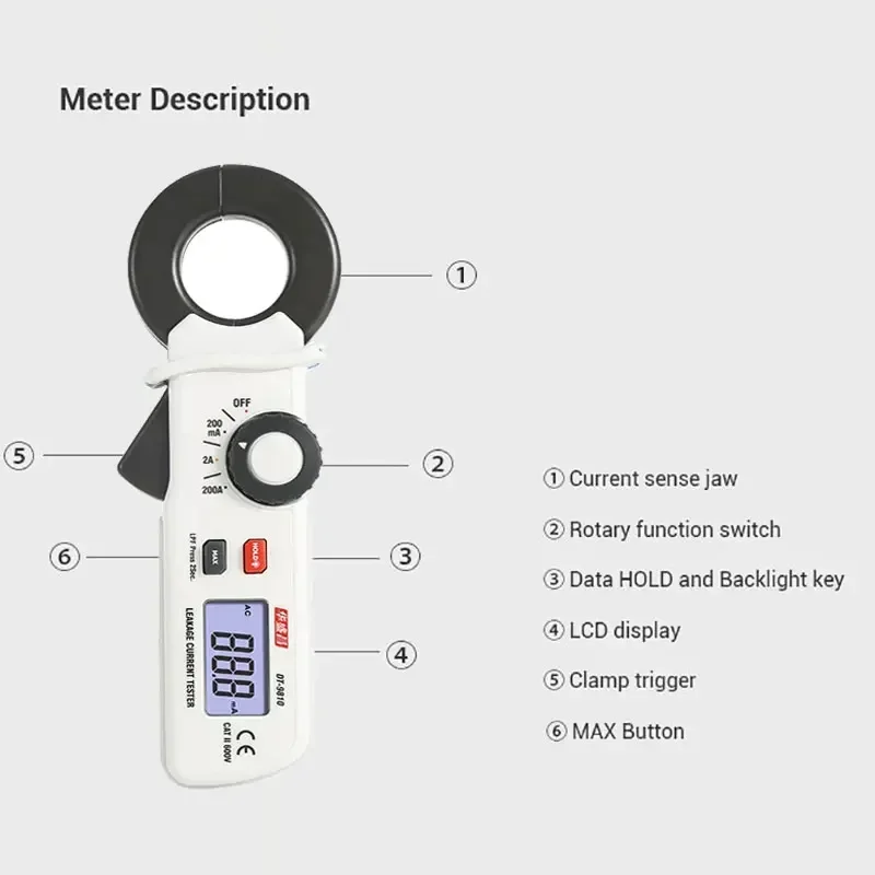 DT-9810 Digital Clamp Meter Mini AC Leakage Current Tester New In 2024 Current Clamp Leaker  Electrotechnical Tester Tools