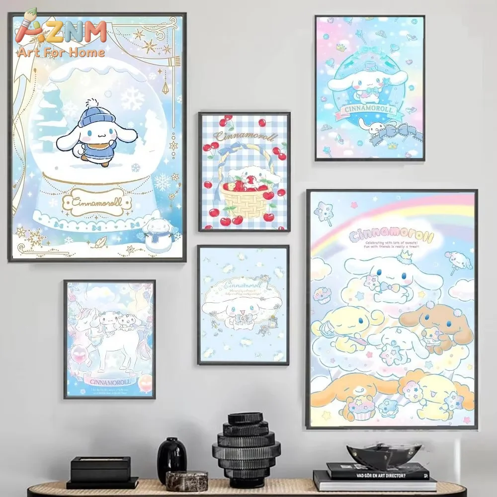 1pc AZMN Kawaii Dog C-Cinnamoroll Poster High Quality Print Poster Waterproof Wall Art Movie Posters For  Bedroom Retro Decor
