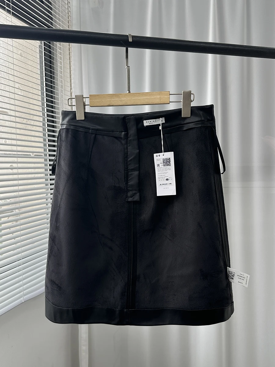 

Юбка из искусственной кожи Bla Zipper, женская, с завышенной талией, А-силуэт, расклешенная, стройнящая, модная, универсальная, весна-осень