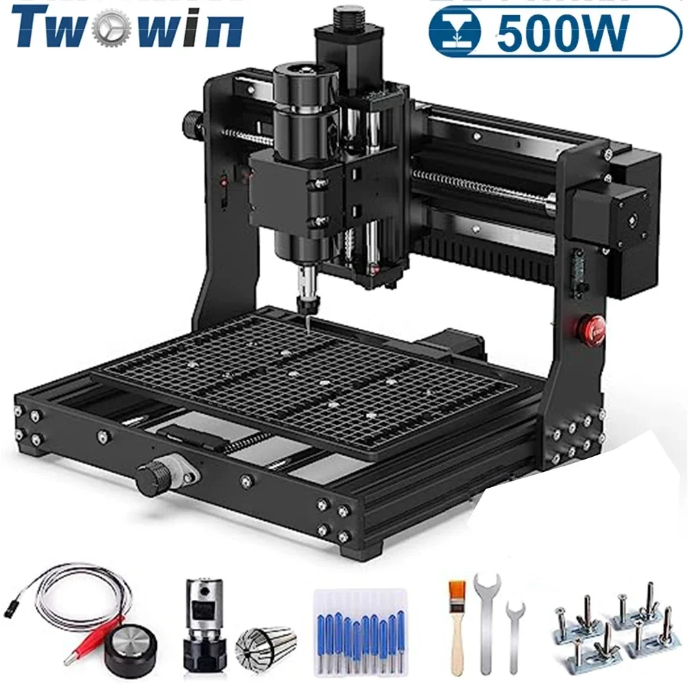 Máquina enrutadora CNC de 500W, husillo GRBL, Control de madera, Metal, Pcb, fresado de corte, máquina de grabado láser