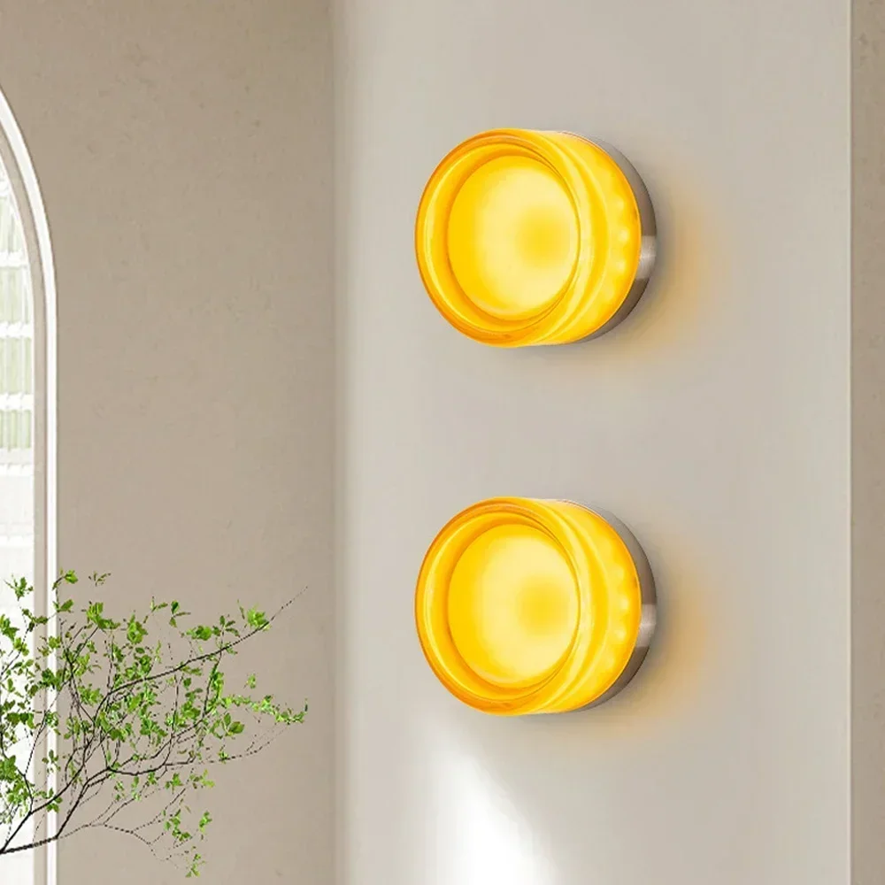 

Colorful Glass LED Wall Lamp Minimalist Wall Light for Home Indoor Stairs Aisle Living Room Bedroom Bedside Luxury Decor Sconces